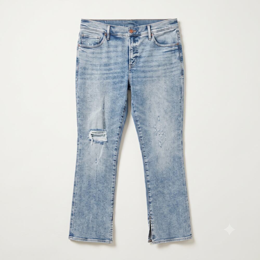 Express Womens 14S Y2K Grunge Streetwear Skyscraper Mid Rise Split Hem Jeans